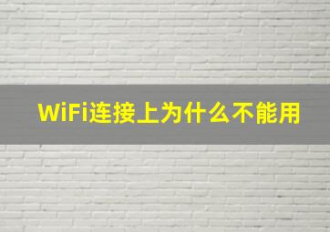 WiFi连接上为什么不能用