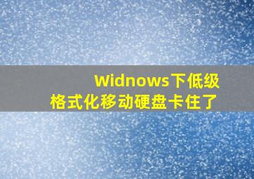 Widnows下低级格式化移动硬盘卡住了