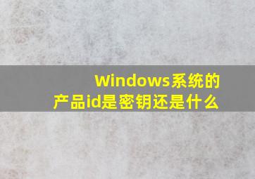 Windows系统的产品id是密钥还是什么