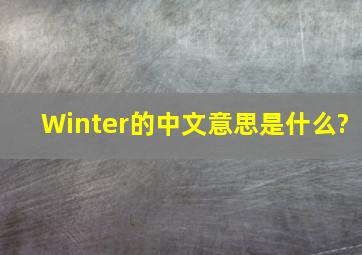 Winter的中文意思是什么?