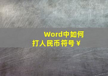 Word中如何打人民币符号￥ 