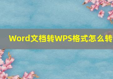 Word文档转WPS格式怎么转换