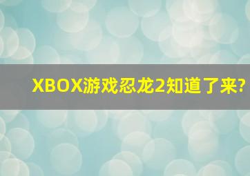 XBOX游戏,忍龙2知道了来?