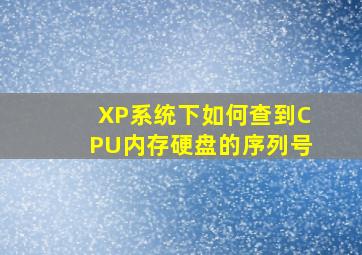 XP系统下如何查到CPU、内存、硬盘的序列号。