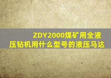 ZDY2000煤矿用全液压钻机用什么型号的液压马达