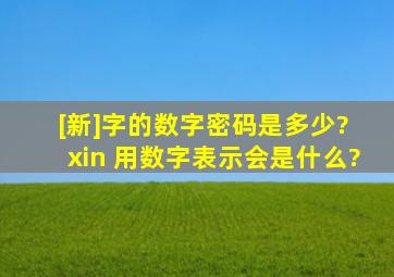 [新]字的数字密码是多少? xin 用数字表示会是什么?