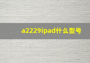 a2229ipad什么型号