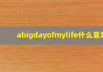 abigdayofmylife什么意思