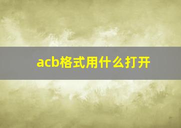 acb格式用什么打开