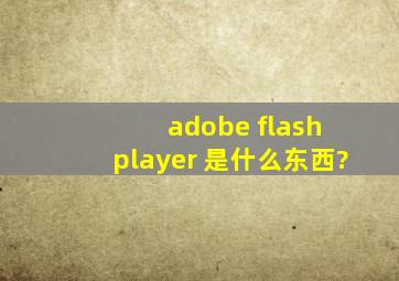 adobe flash player 是什么东西?