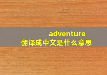 adventure翻译成中文是什么意思