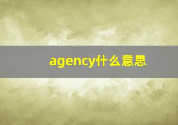 agency什么意思