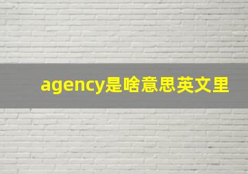 agency是啥意思英文里