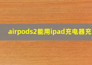 airpods2能用ipad充电器充吗