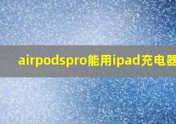 airpodspro能用ipad充电器吗