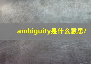 ambiguity是什么意思?