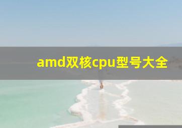 amd双核cpu型号大全