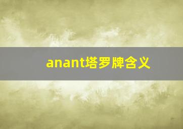 anant塔罗牌含义