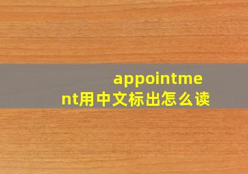 appointment用中文标出怎么读