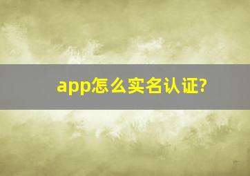 app怎么实名认证?