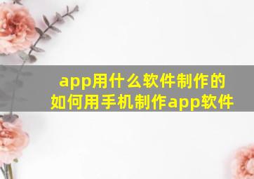 app用什么软件制作的(如何用手机制作app软件)