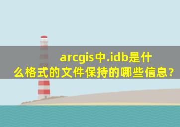 arcgis中.idb是什么格式的文件,保持的哪些信息?