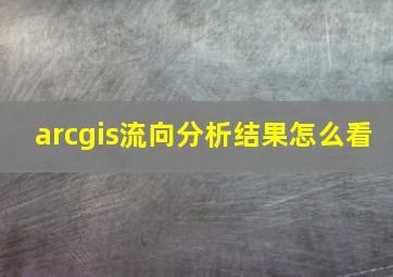 arcgis流向分析结果怎么看