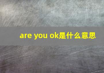 are you ok是什么意思
