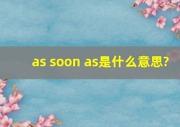 as soon as是什么意思?