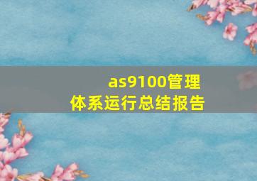 as9100管理体系运行总结报告