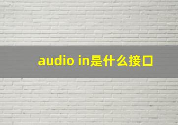 audio in是什么接口