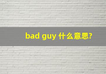 bad guy 什么意思?