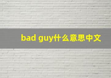 bad guy什么意思中文