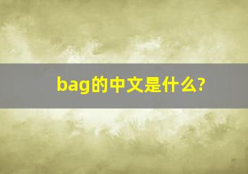 bag的中文是什么?