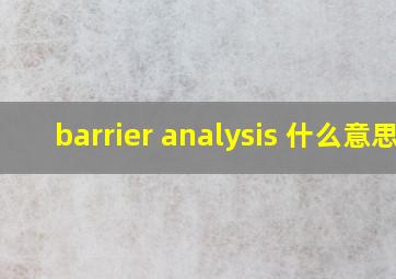 barrier analysis 什么意思