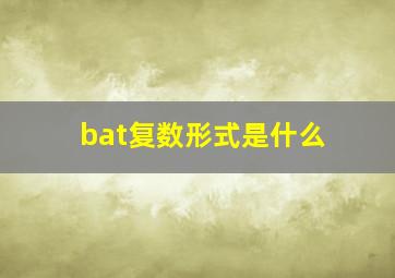 bat复数形式是什么