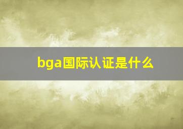 bga国际认证是什么
