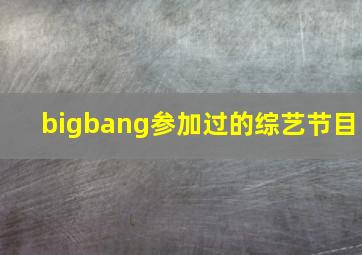 bigbang参加过的综艺节目