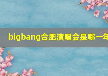 bigbang合肥演唱会是哪一年