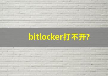 bitlocker打不开?