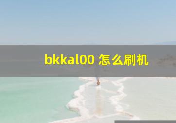 bkkal00 怎么刷机