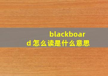 blackboard 怎么读是什么意思