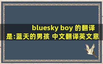 bluesky boy 的翻译是:蓝天的男孩 中文翻译英文意思,翻译英语