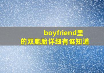 boyfriend里的双胞胎详细有谁知道