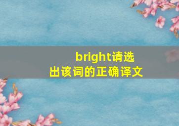 bright请选出该词的正确译文