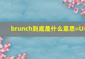 brunch到底是什么意思=U=(