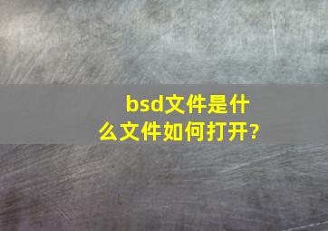 bsd文件是什么文件,如何打开?