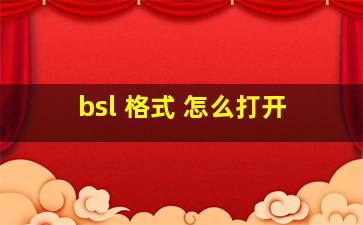 bsl 格式 怎么打开