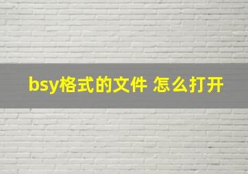 bsy格式的文件 怎么打开