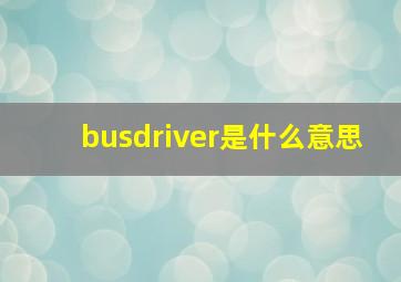 busdriver是什么意思